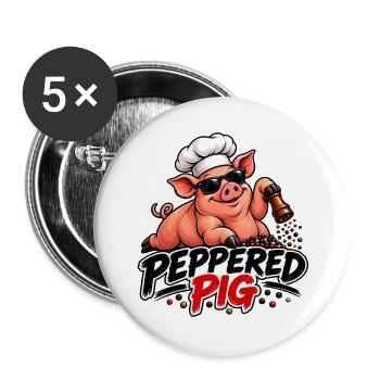 Peppered Pig Kochchef Cartoon - Buttons groß 56 mm (5er Pack) - Weiß - Vorne