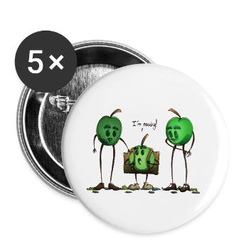 Apple bereit für den Schuljahresstart – ich bin bereit! - Buttons groß 56 mm (5er Pack) - Weiß - Vorne