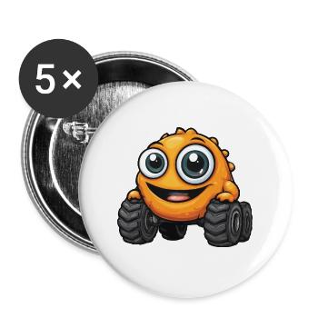 KullerMonster auf Rädern - Buttons groß 56 mm (5er Pack) - Weiß - Vorne