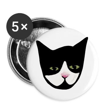 Midnight Cat Nose Gesichtskunst - Buttons groß 56 mm (5er Pack) - Weiß - Vorne