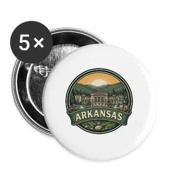 Arkansas Ozarks Nature Retro Reiseabzeichen - Buttons groß 56 mm (5er Pack) - Weiß - Vorne