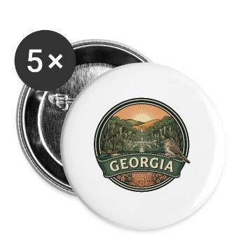 Georgia Savannah Peach Retro Reiseabzeichen - Buttons groß 56 mm (5er Pack) - Weiß - Vorne