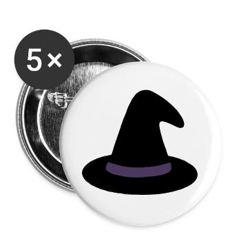 Hexenhut - Buttons groß 56 mm (5er Pack) - Weiß - Vorne