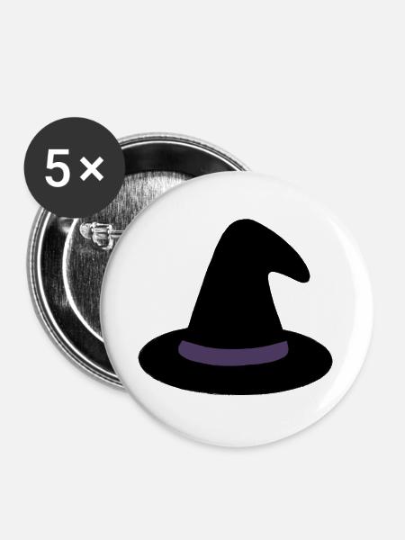 Hexenhut - Buttons groß 56 mm (5er Pack) - Weiß
