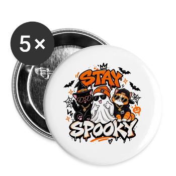 Stay Spooky Halloween Cats & Ghost Streetwear #cat - Buttons groß 56 mm (5er Pack) - Weiß - Vorne
