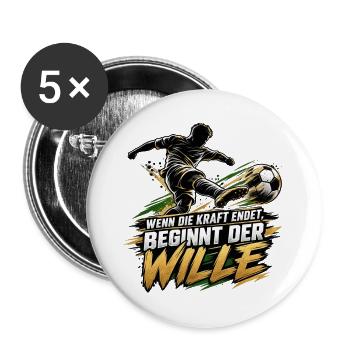 Fußball Motivation - Buttons groß 56 mm (5er Pack) - Weiß - Vorne