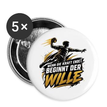 Handball Motivation - Buttons groß 56 mm (5er Pack) - Weiß - Vorne