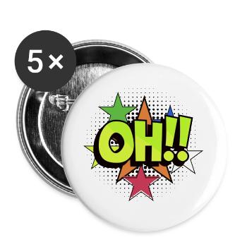 OH Pop Art Burst Neon Stars - Buttons groß 56 mm (5er Pack) - Weiß - Vorne