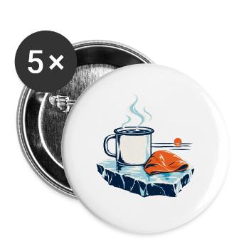Heiß nach Eis - Buttons groß 56 mm (5er Pack) - Weiß - Vorne