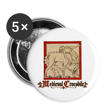 Mittelalterliches Krokodil (ca. 1250) - Buttons groß 56 mm (5er Pack) - Weiß - Vorne