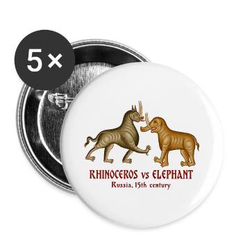 RHINOCEROS vs. ELEFANT: Russland, 15. Jahrhundert - Buttons groß 56 mm (5er Pack) - Weiß - Vorne