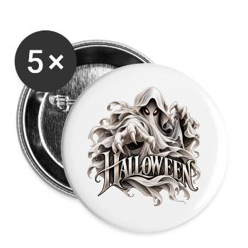 Halloween Geist Silhouette - Buttons groß 56 mm (5er Pack) - Weiß - Vorne