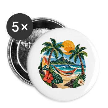 Inseltraum Strandhimmel Hängematte - Buttons groß 56 mm (5er Pack) - Weiß - Vorne
