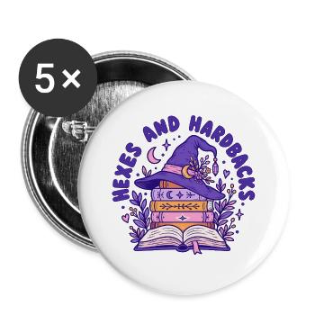 Hexenlese und Buchzauber - Buttons groß 56 mm (5er Pack) - Weiß - Vorne