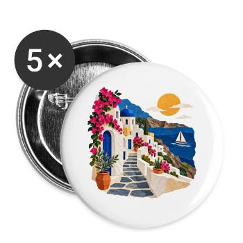 Santorini Küstenpfad - Buttons groß 56 mm (5er Pack) - Weiß - Vorne