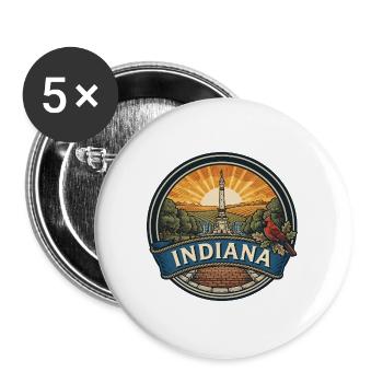 Indiana Vintage Monument Retro Reiseabzeichen - Buttons groß 56 mm (5er Pack) - Weiß - Vorne