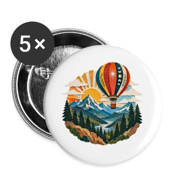 Himmelsballon über Bergwelt - Buttons groß 56 mm (5er Pack) - Weiß - Vorne