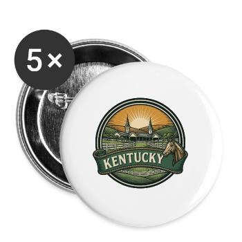 Kentucky Bluegrass Pferd Retro Reiseabzeichen - Buttons groß 56 mm (5er Pack) - Weiß - Vorne