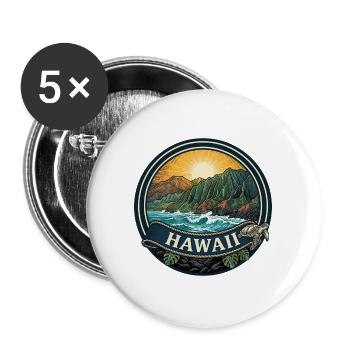 Hawaii Na Pali Coast Retro Surf-Reisegeschenk - Buttons groß 56 mm (5er Pack) - Weiß - Vorne