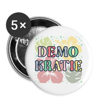 Demokratie Blume - Buttons groß 56 mm (5er Pack) - Weiß - Vorne