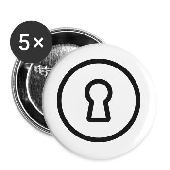 Sicherheits-Schlüsselloch-Linien-Symbol - Buttons groß 56 mm (5er Pack) - Weiß - Vorne