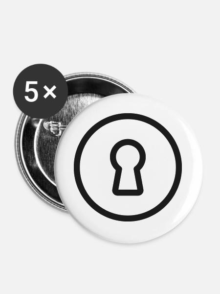 Sicherheits-Schlüsselloch-Linien-Symbol - Buttons groß 56 mm (5er Pack) - Weiß