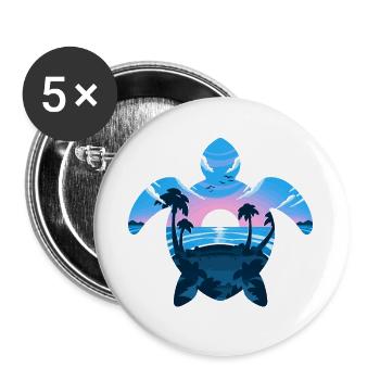Tropische Schildkröte - Buttons groß 56 mm (5er Pack) - Weiß - Vorne