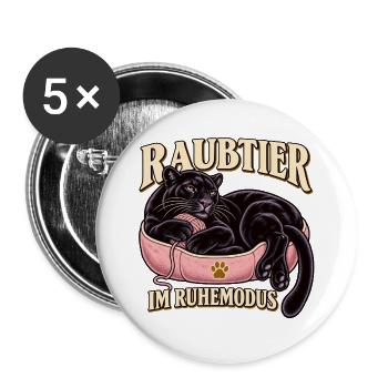 Raubtier im Ruhemodus - Buttons groß 56 mm (5er Pack) - Weiß - Vorne