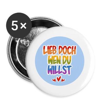 Lieb_doch_wen_du_willst_hellblau - Buttons groß 56 mm (5er Pack) - Weiß - Vorne