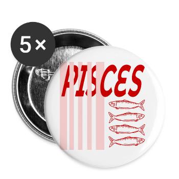 Sternzeichen Geburtstag Fische - Buttons groß 56 mm (5er Pack) - Weiß - Vorne