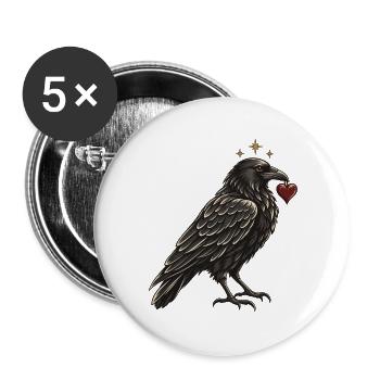 Fledermaus und Rabe – Rabe - Buttons groß 56 mm (5er Pack) - Weiß - Vorne