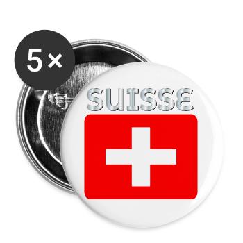 Schweiz - Buttons groß 56 mm (5er Pack) - Weiß - Vorne