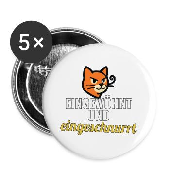 Erstkatzenhalter Geschenk zur ersten Woche - Buttons groß 56 mm (5er Pack) - Weiß - Vorne