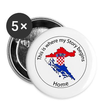 Kroatien - This is where My Story beginns - Buttons groß 56 mm (5er Pack) - Weiß - Vorne