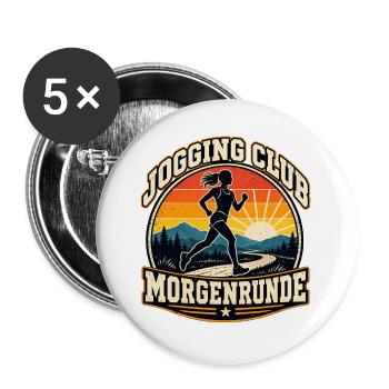 Jogging Club - Läuferinnen - Joggerinnen - Buttons groß 56 mm (5er Pack) - Weiß - Vorne