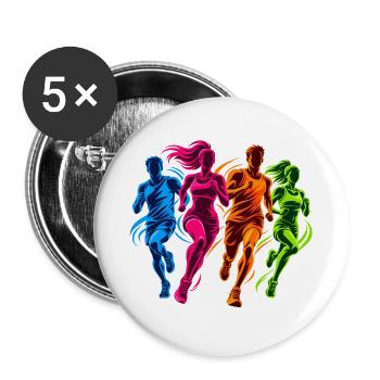 Joggen - Ein Motiv für Joggerinnen und Jogger  - Buttons groß 56 mm (5er Pack) - Weiß - Vorne