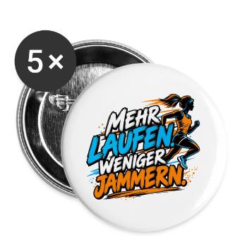 Joggen - Mehr Laufen - Joggerinnen - Buttons groß 56 mm (5er Pack) - Weiß - Vorne