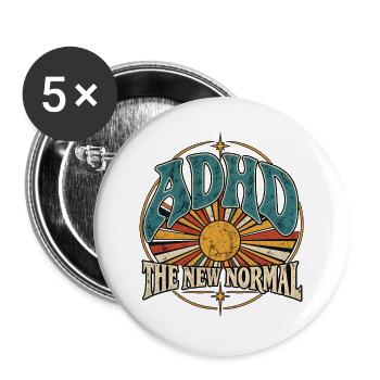 ADHD – The New Normal | Vintage-Sonne - Buttons groß 56 mm (5er Pack) - Weiß - Vorne