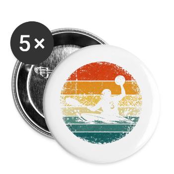 Kanupolo - Canoe Polo - Kajak - Paddel - paddeln - Buttons groß 56 mm (5er Pack) - Weiß - Vorne