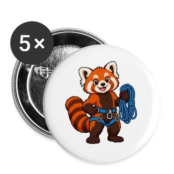 Klettern des Roten Pandas mit Seil - Buttons groß 56 mm (5er Pack) - Weiß - Vorne