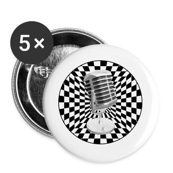 Vintage-Mikrofon - Buttons groß 56 mm (5er Pack) - Weiß - Vorne
