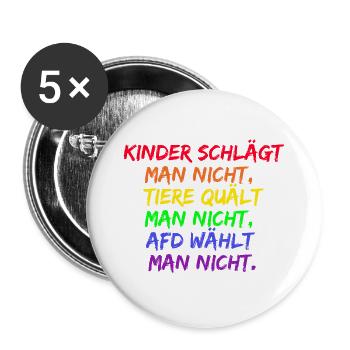 AFD WÄHLT MAN NICHT, KINDER UND TIERE, NO NZS - Buttons groß 56 mm (5er Pack) - Weiß - Vorne