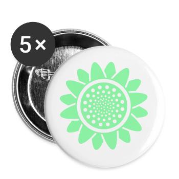 Mint Sonnenblume Stil Muster - Buttons groß 56 mm (5er Pack) - Weiß - Vorne