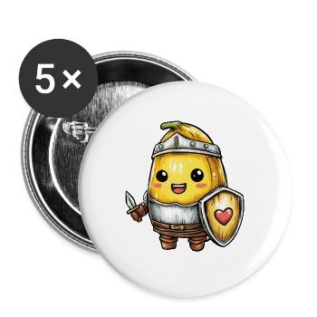 Bananen Ritter Kämpferheld - Buttons groß 56 mm (5er Pack) - Weiß - Vorne