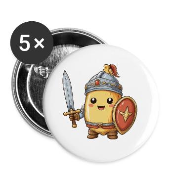 Kleiner Bananen Ritterheld  - Buttons groß 56 mm (5er Pack) - Weiß - Vorne