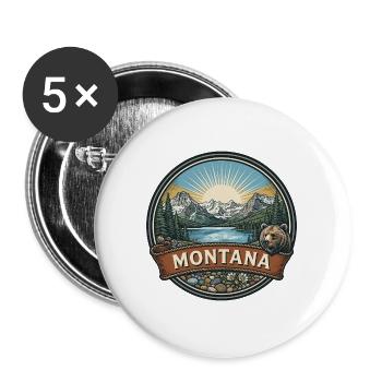 Montana-Gletscher-Nationalpark-Reiseabzeichen - Buttons groß 56 mm (5er Pack) - Weiß - Vorne
