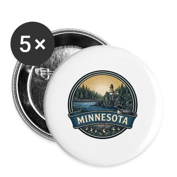 Minnesota Split Rock Loon Retro-Reisegeschenk - Buttons groß 56 mm (5er Pack) - Weiß - Vorne