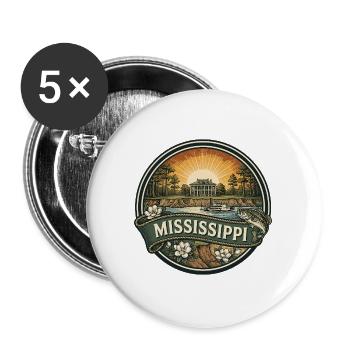 Mississippi River Dampfschiff-Reisesouvenir - Buttons groß 56 mm (5er Pack) - Weiß - Vorne