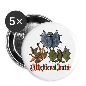 Mittelalterliche Fledermäuse - Buttons groß 56 mm (5er Pack) - Weiß - Vorne