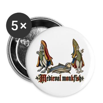 Mittelalterlicher Seeteufel - Buttons groß 56 mm (5er Pack) - Weiß - Vorne